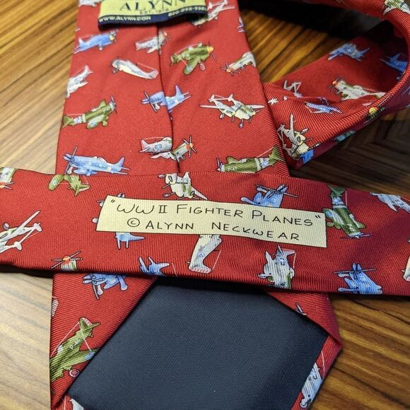 VINTAGE ALYNN WW2 fighter planes silk tie - Picture 7 of 7